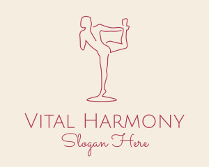 Red Monoline Yoga Stretch logo design