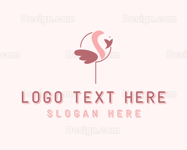 Minimalist Flamingo Bird Logo