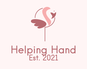 Minimalist Flamingo Bird  logo design