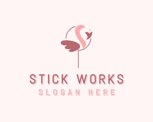 Minimalist Flamingo Bird  Logo