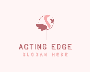 Minimalist Flamingo Bird  logo design