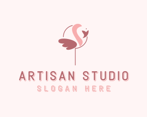 Minimalist Flamingo Bird  logo design