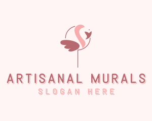 Minimalist Flamingo Bird  logo design