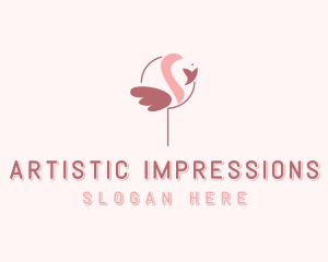 Minimalist Flamingo Bird  logo design