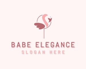 Minimalist Flamingo Bird  logo design