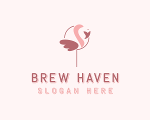 Minimalist Flamingo Bird  logo design