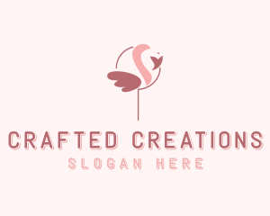 Minimalist Flamingo Bird  logo design