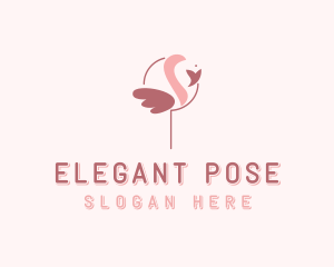 Minimalist Flamingo Bird  logo design