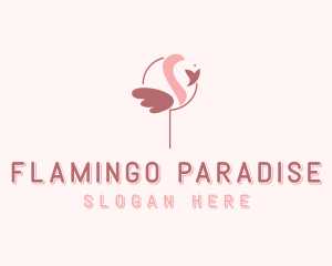 Minimalist Flamingo Bird  logo design