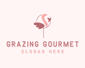 Minimalist Flamingo Bird  logo design