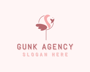 Minimalist Flamingo Bird  logo design