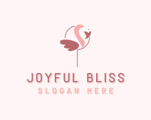 Minimalist Flamingo Bird  logo design