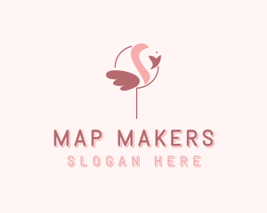 Minimalist Flamingo Bird  logo design