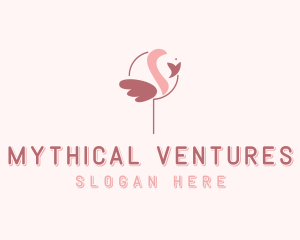 Minimalist Flamingo Bird  logo design