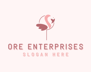 Minimalist Flamingo Bird  logo design