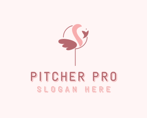 Minimalist Flamingo Bird  logo design