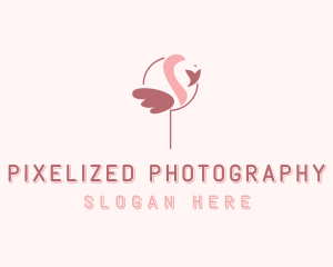 Minimalist Flamingo Bird  logo design