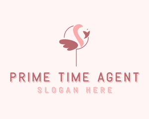 Minimalist Flamingo Bird  logo design