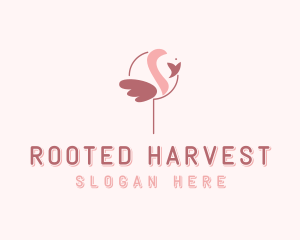 Minimalist Flamingo Bird  logo design