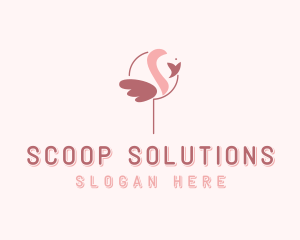 Minimalist Flamingo Bird  logo design