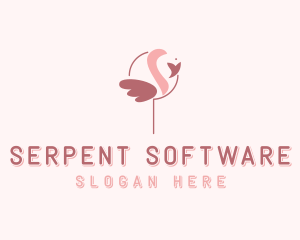 Minimalist Flamingo Bird  logo design