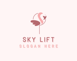 Minimalist Flamingo Bird  logo design