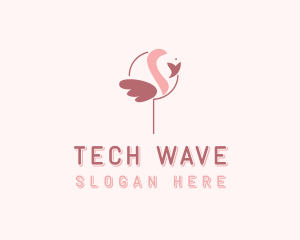 Minimalist Flamingo Bird  logo design