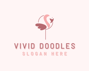 Minimalist Flamingo Bird  logo design