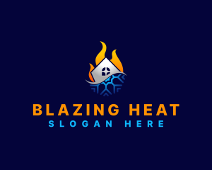 House Heating Cooling logo design