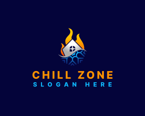 House Heating Cooling logo design