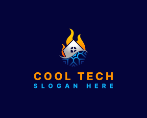 House Heating Cooling logo design