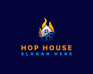 House Heating Cooling logo design