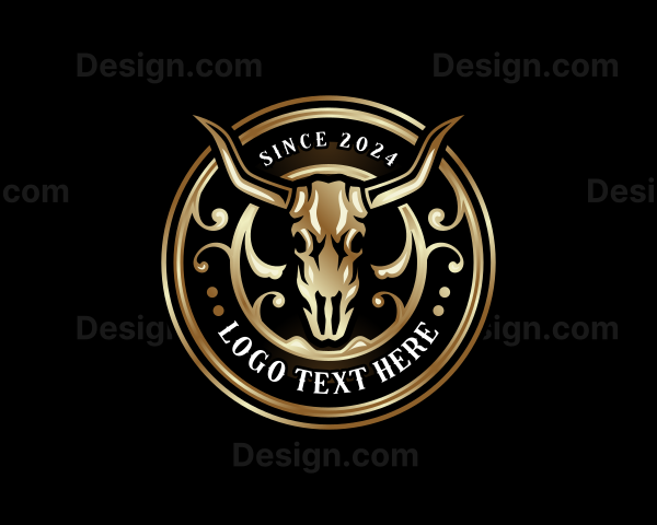 Bull Horn Skull Logo