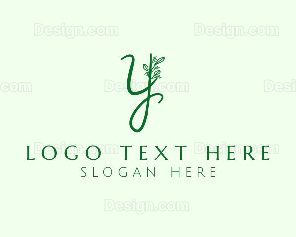 Natural Elegant Leaf Letter Y Logo