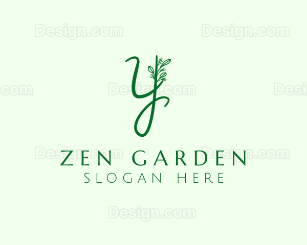 Natural Elegant Leaf Letter Y Logo