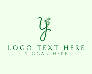 Natural Elegant Leaf Letter Y logo