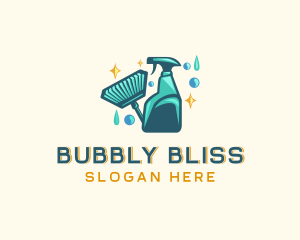 Broom Disinfection Cleaning logo design