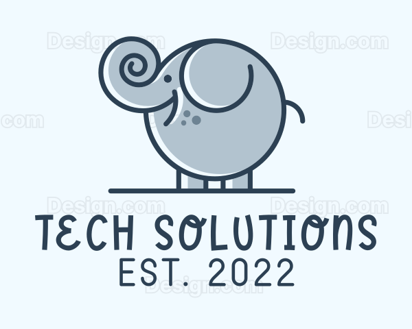 Cute Round Elephant Logo