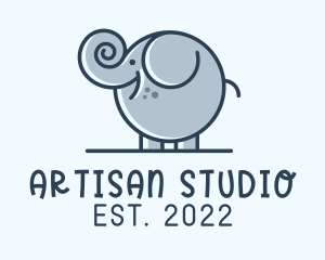 Cute Round Elephant logo design