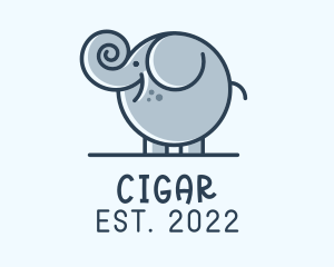 Cute Round Elephant logo design