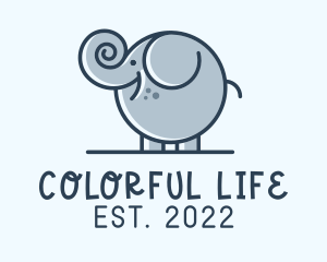 Cute Round Elephant logo design