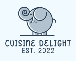 Cute Round Elephant logo design