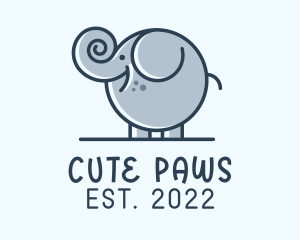 Cute Round Elephant logo design