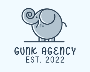 Cute Round Elephant logo design