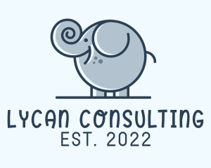 Cute Round Elephant logo design