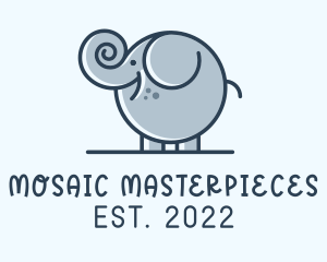 Cute Round Elephant logo design