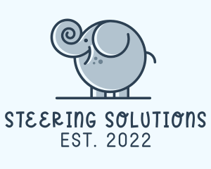 Cute Round Elephant logo design