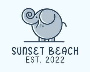 Cute Round Elephant logo design