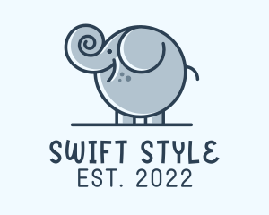 Cute Round Elephant logo design