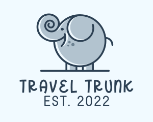 Cute Round Elephant logo design